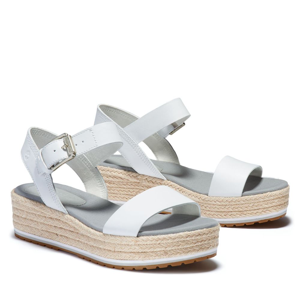 Timberland Womens Sandals Santorini Sun Ankle Strap - White - India LG4952678